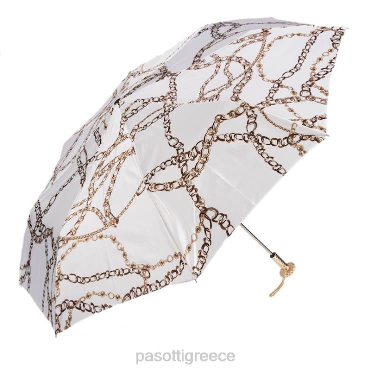 ομπρέλα | PASOTTI 257 58002-9 s15 - αλυσίδες τύπωμα λευκή πτυσσόμενη ομπρέλα 2N6B8616 γυναίκες